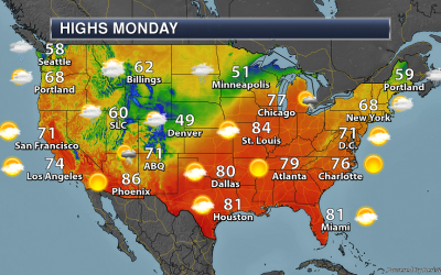 More Upper Midwest Rain – Monday’s National Weather Outlook For April 22nd, 2019