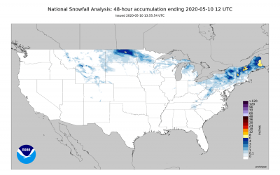 Unwelcome May Snow – Record Cold Highs Continue – Weather Outlook For Monday, May 11, 2020