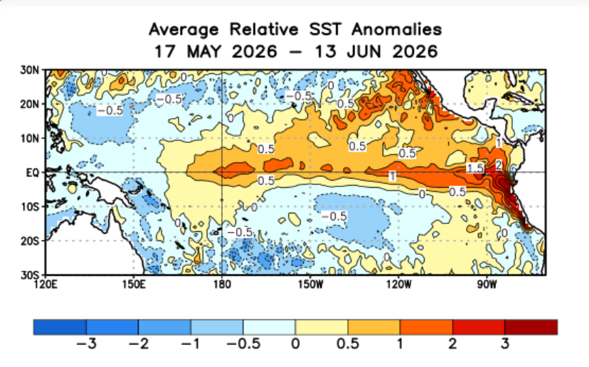 Average Sea Surface Temperature Anomaly Eastern Pacific