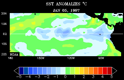 Sea surface temperature anomalies during the 1997-98 El Niño NOAA