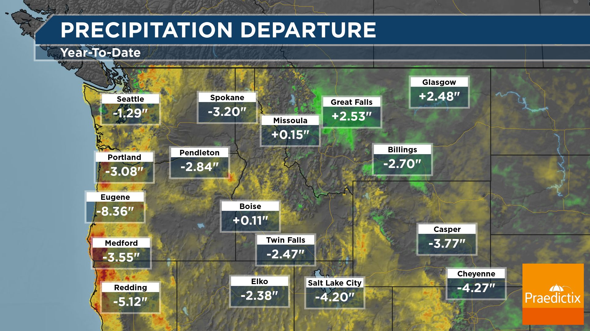 Year-to-Date Precipitation Departure From Average