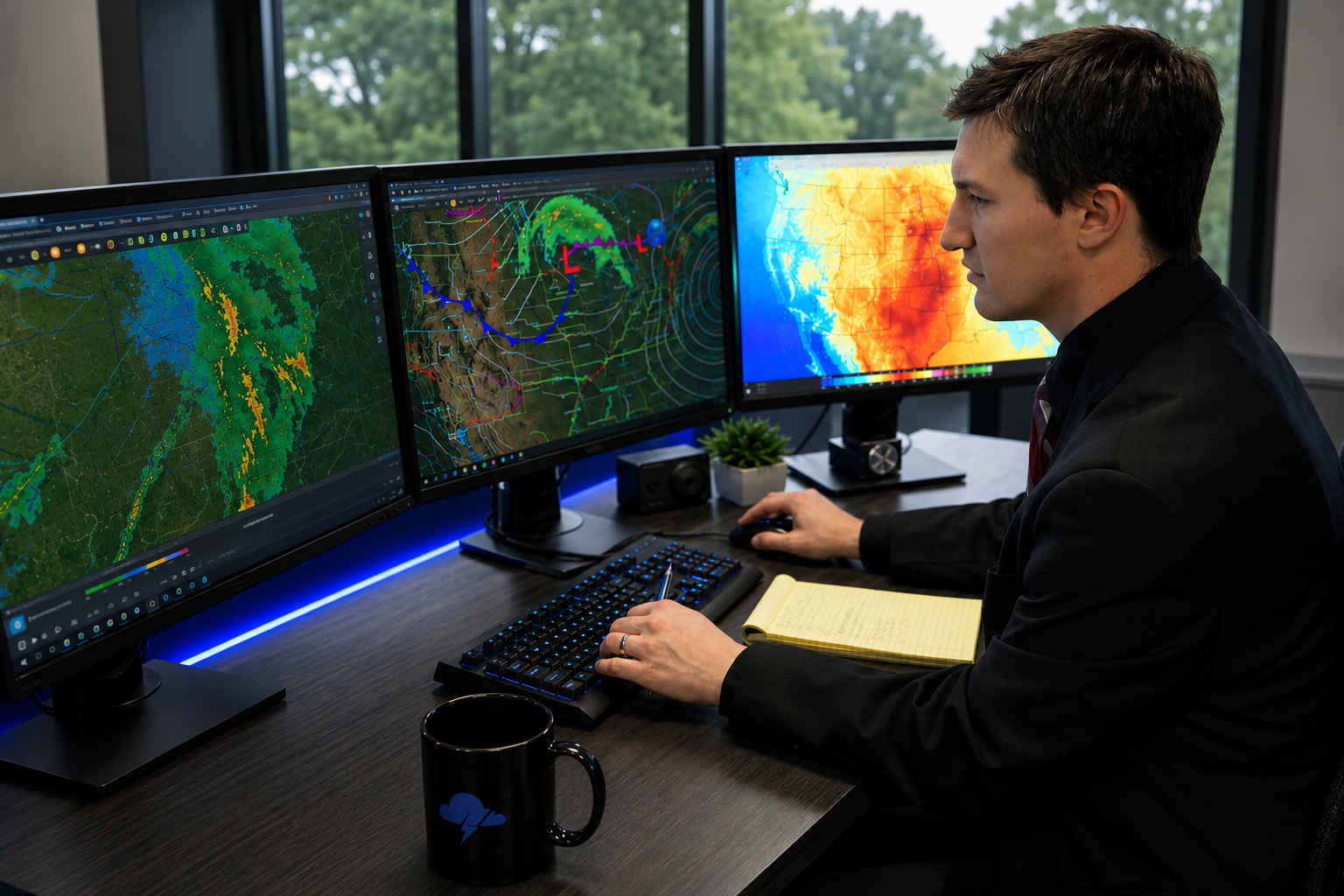 meteorologist dj kayser working