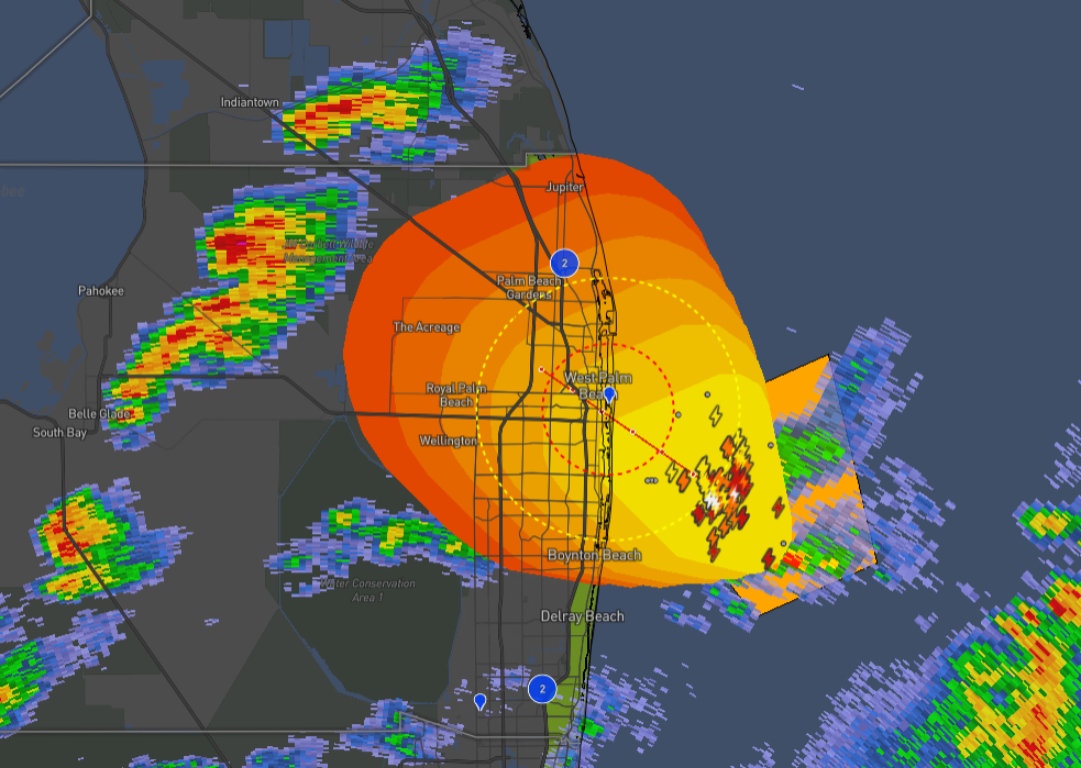 Praedictix portal showing lightning threats and level 2 radar